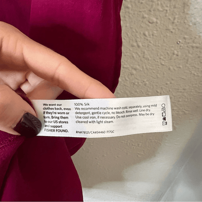 Eileen Fisher Asymmetrical Silk Shift Dress in Dark Fuschia Size Large