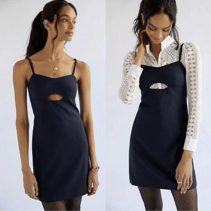 Anthropologie Mare Mare Cut-Out Shift Navy Mini Dress NEW Size Small