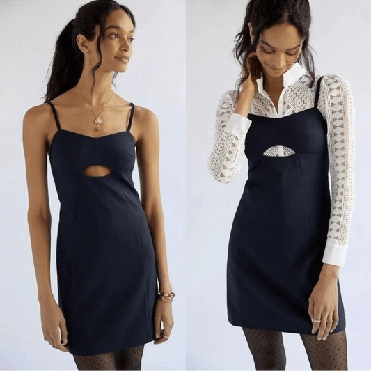 Anthropologie Mare Mare Cut-Out Shift Navy Mini Dress NEW Size Small