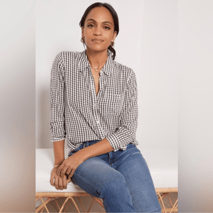 RAILS Josephine Gingham Button Down Shirt Black White Size Medium