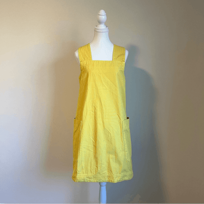 EVERLANE The Cross-Back Apron Mini Denim Dress Organic Cotton in Lemon Small