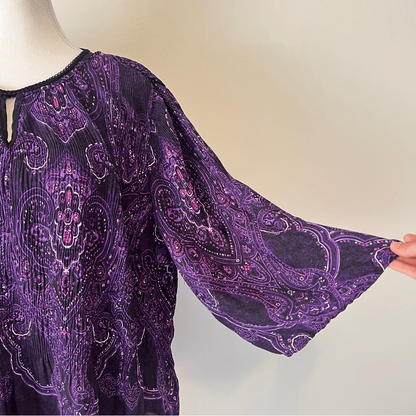 Catherines Affinity Chain Long Sleeve Blouse Top Size 1X Purple