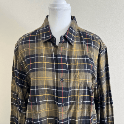 Quince Mens Fleece Plaid Long Sleeve Button Down Shirt Size XL