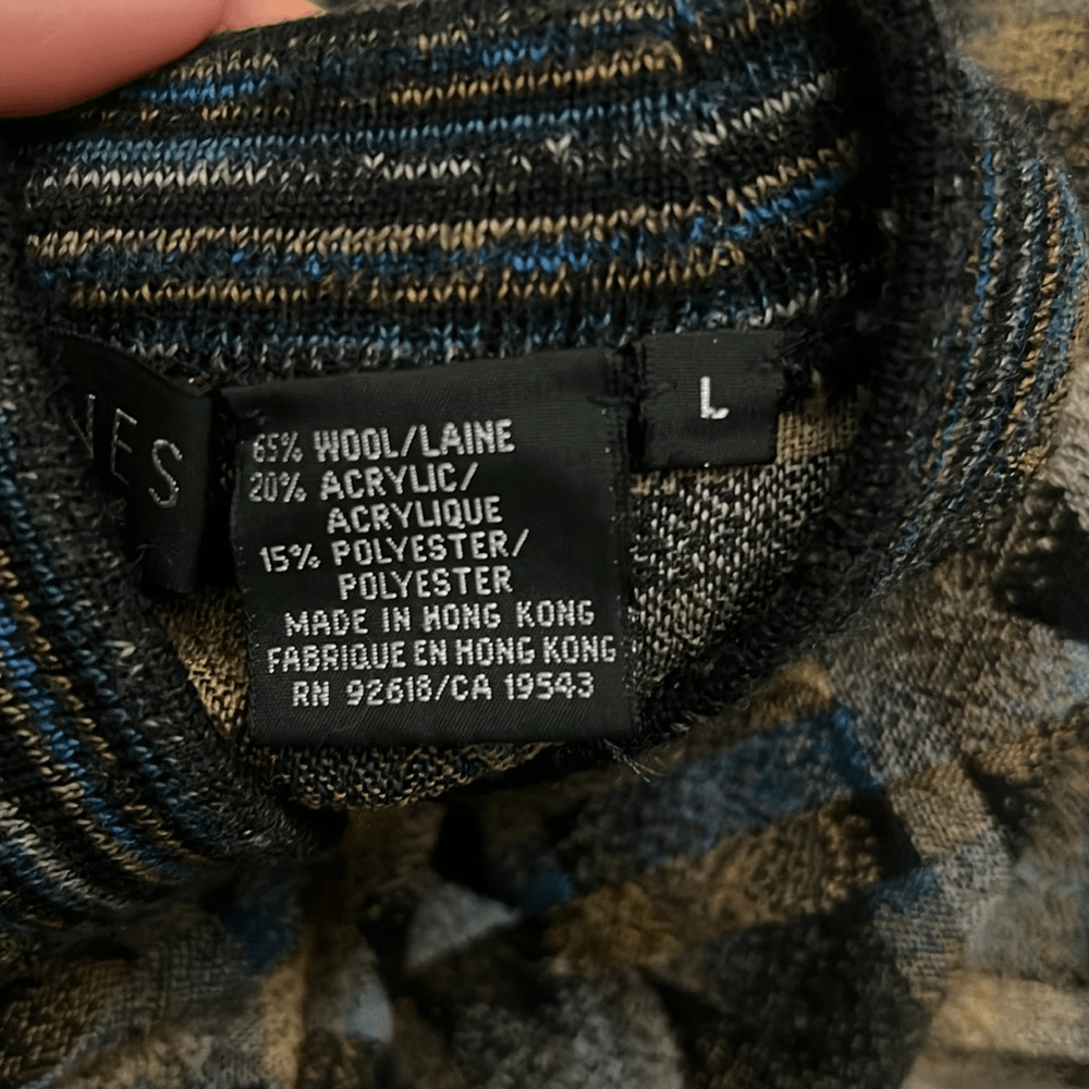 Jhane Barnes Vintage Wool Blend Sweater Size Large Crewneck Geometric Print