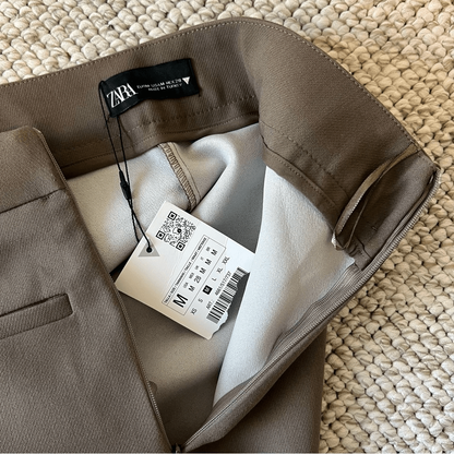 Zara Asymmetric Taupe Brown Skort NEW Size Medium Blogger Favorite