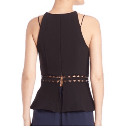 Jonathan Simkhai Lace Up Crepe Peplum Top in Black Size 2 Silk Trim