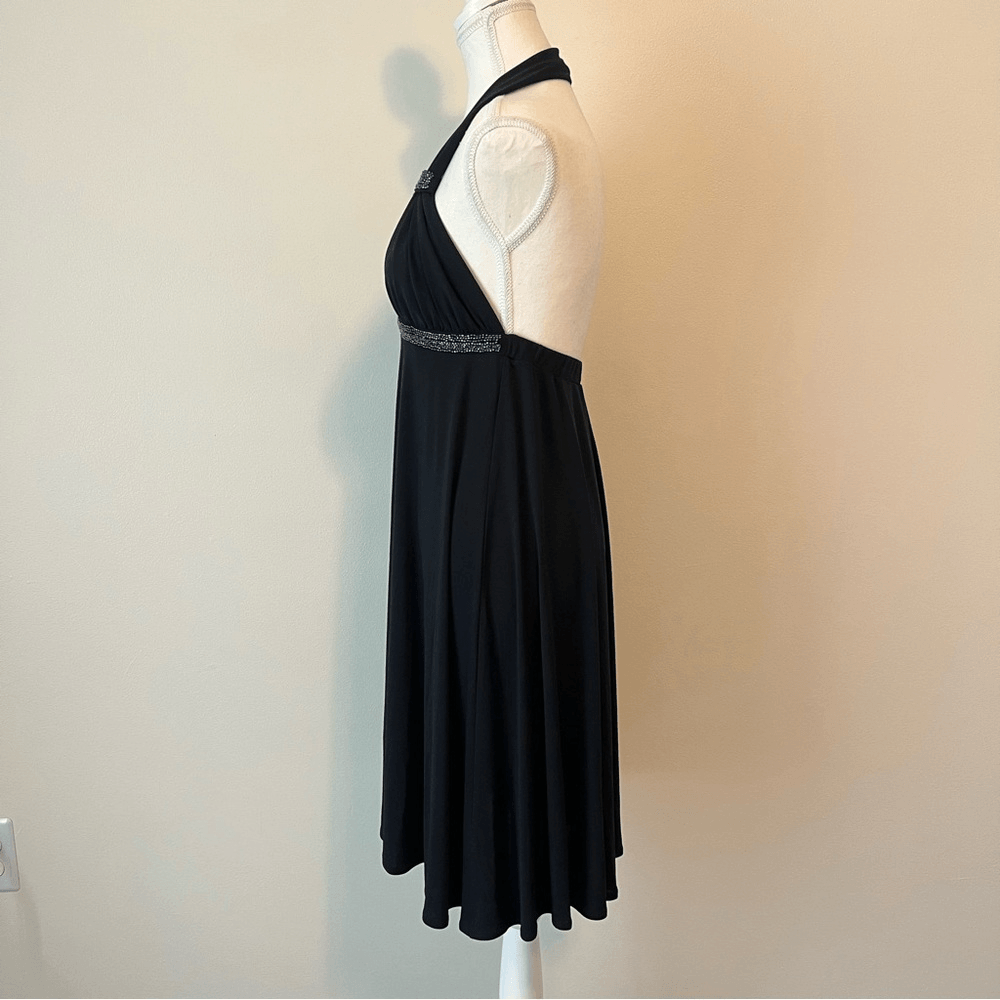 Express Halter Beaded Black Mini Dress Size Small Y2K 90s
