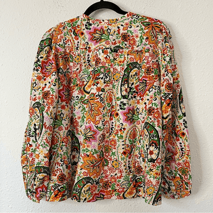 Ba&sh Bianca Long Sleeve Floral Blouse In Vert Small NEW Bohemian