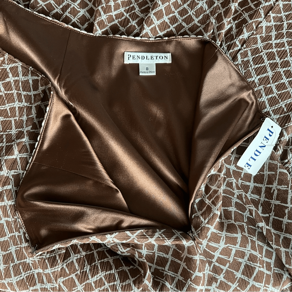 Pendleton Silk Geoprint 2 Piece Set NEW Sleeveless V-Neck Top & Midi Skirt Sz 8