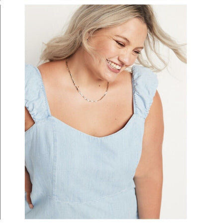 Old Navy Womens Fit & Flare Puff-Sleeve Smocked Jean Mini Dress NEW Plus Size 3X