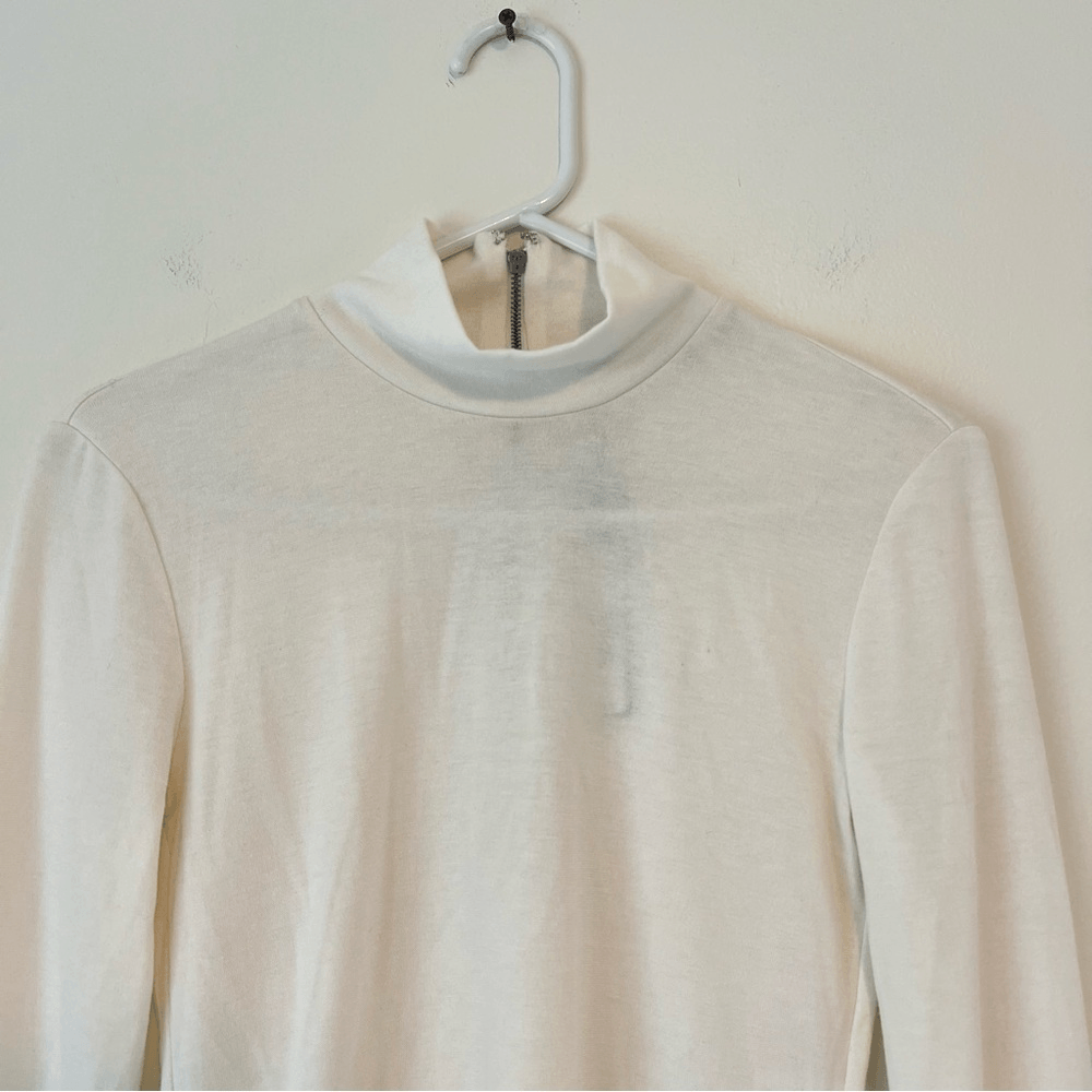 Alice + Olivia Classics Garrison Slim Mock Neck Long Sleeve Top NEW Cream Small
