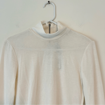 Alice + Olivia Classics Garrison Slim Mock Neck Long Sleeve Top NEW Cream Small