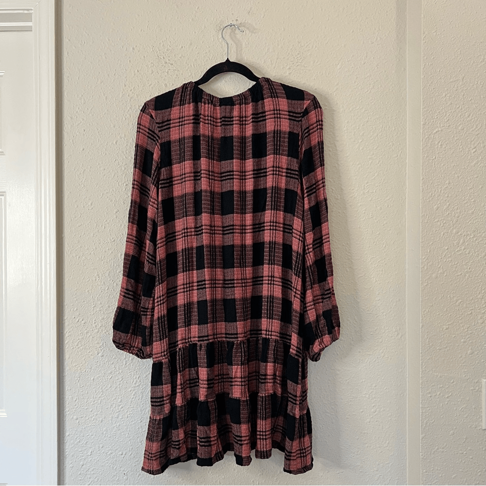 Anthropologie Cloth & Stone Daia Plaid Mini Dress Size Large (Missing Belt)