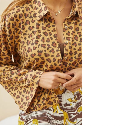 Anthropologie Spotted Pajama Top NEW Size Medium Petites