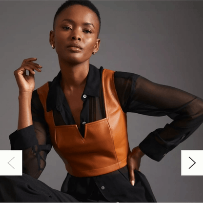 Anthropologie Maeve Faux Leather Cropped Notch Tank NEW Size 12