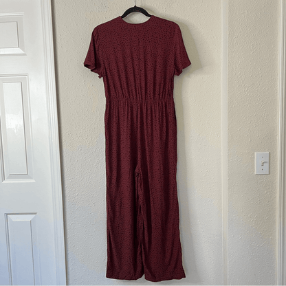 Rails Rust Spotted Jet V Neck Wide Leg Jumpsuit Size Small