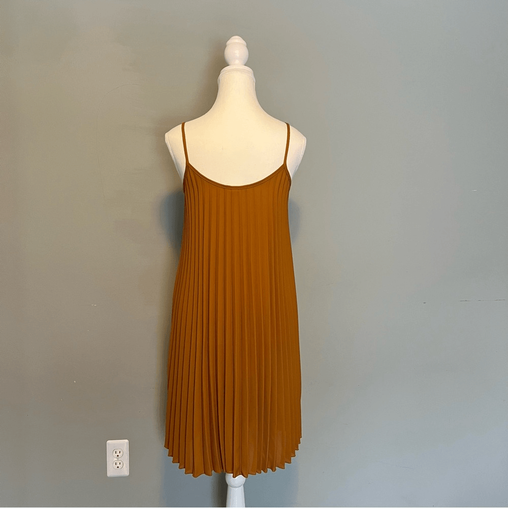 See You Monday Pleated Slip Dress Size Medium in Rust