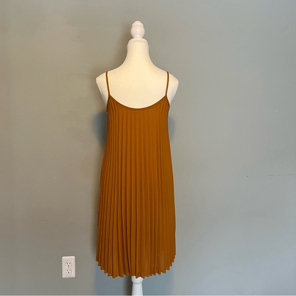See You Monday Pleated Slip Dress Size Medium in Rust
