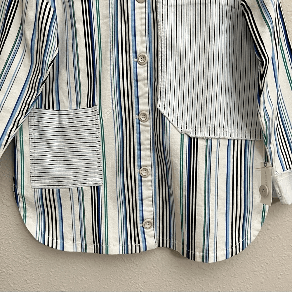Anthropologie Maeve Striped Button Down Shacket Shirt Jacket NEW Size Medium