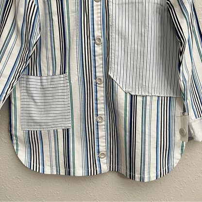 Anthropologie Maeve Striped Button Down Shacket Shirt Jacket NEW Size Medium