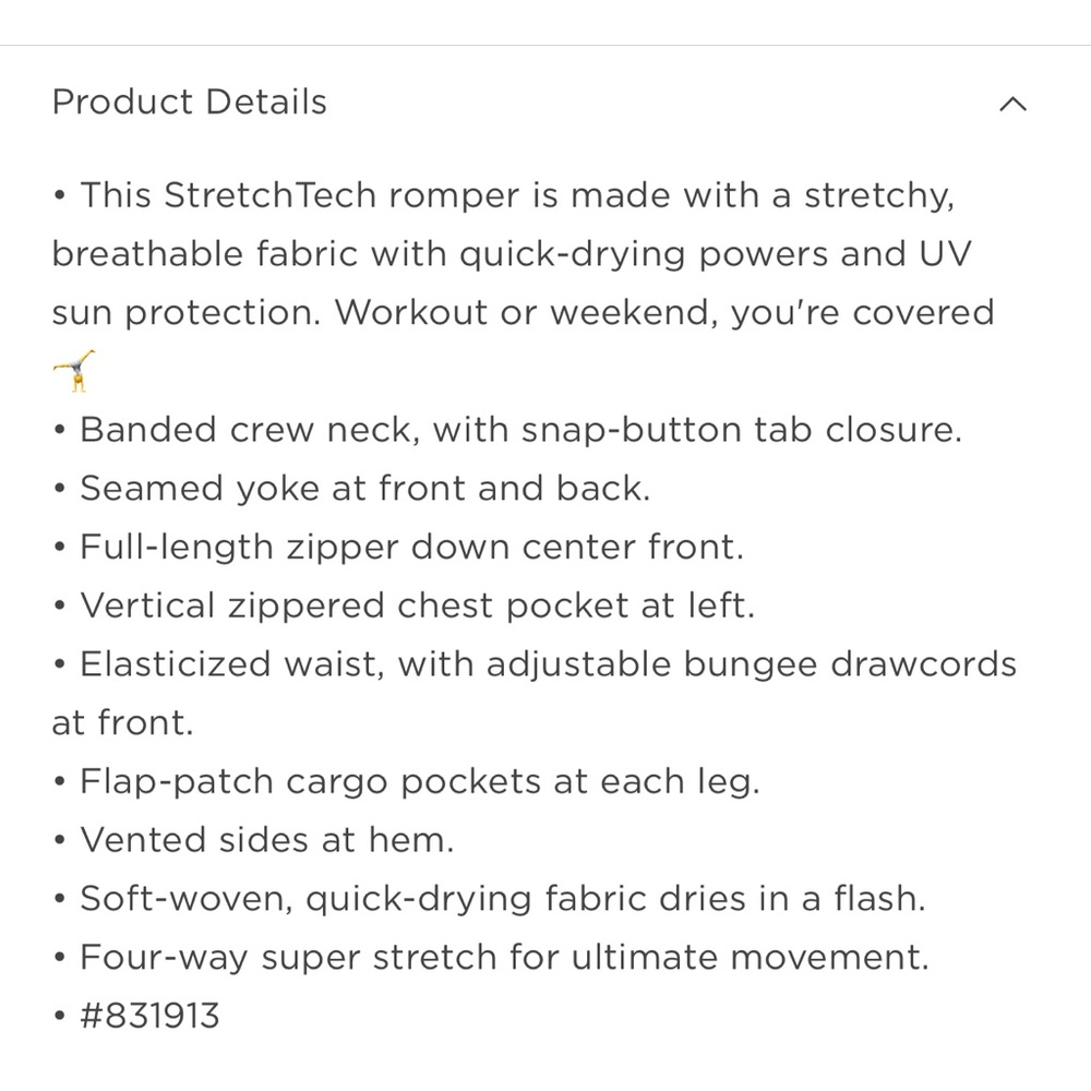 Old Navy StretchTech Sleeveless Zip-Front Cargo Romper Plus Size 4X