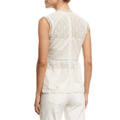 Veronica Beard Edie Lace Sleeveless Peplum Blouse Top Black Size 4