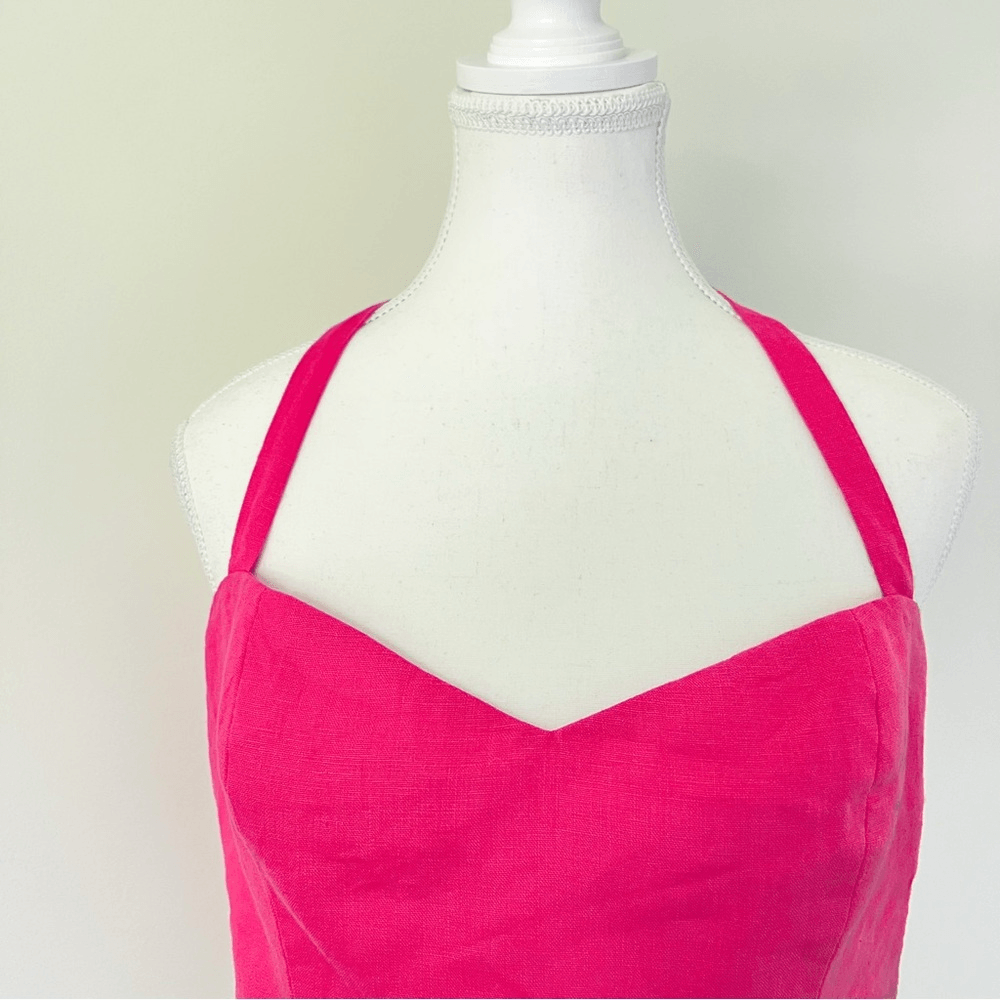 Reformation Orzo Pink Linen Crop Top in Pink Size 10