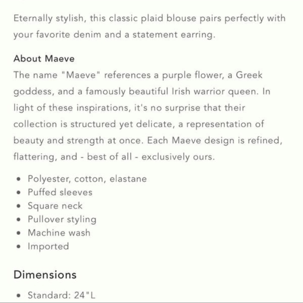 Anthropologie Maeve Neutral Plaid Square-Neck Blouse NEW Size Small