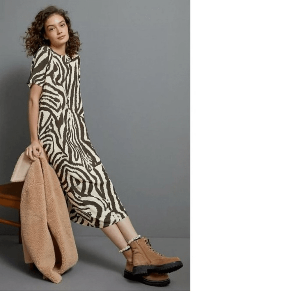 Anthropologie Corey Lynn Calter Zebra Maxi Dress NEW Size Small Animal Print