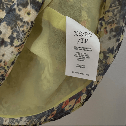 Cabi Positano Floral Print Tiered Tunic Blouse Top Size XS