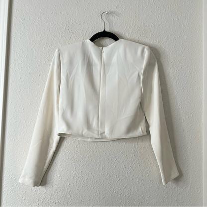 ZARA Long Sleeve Cropped Blouse Top NEW Size XS in Ivory