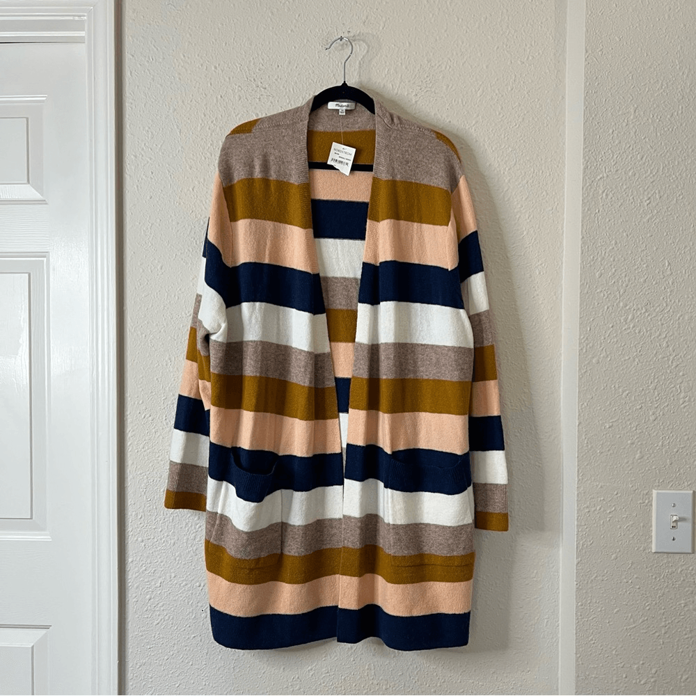 Madewell Kent Colorblock Wool Alpaca Cardigan NEW Plus Size 3X Bengali Indigo