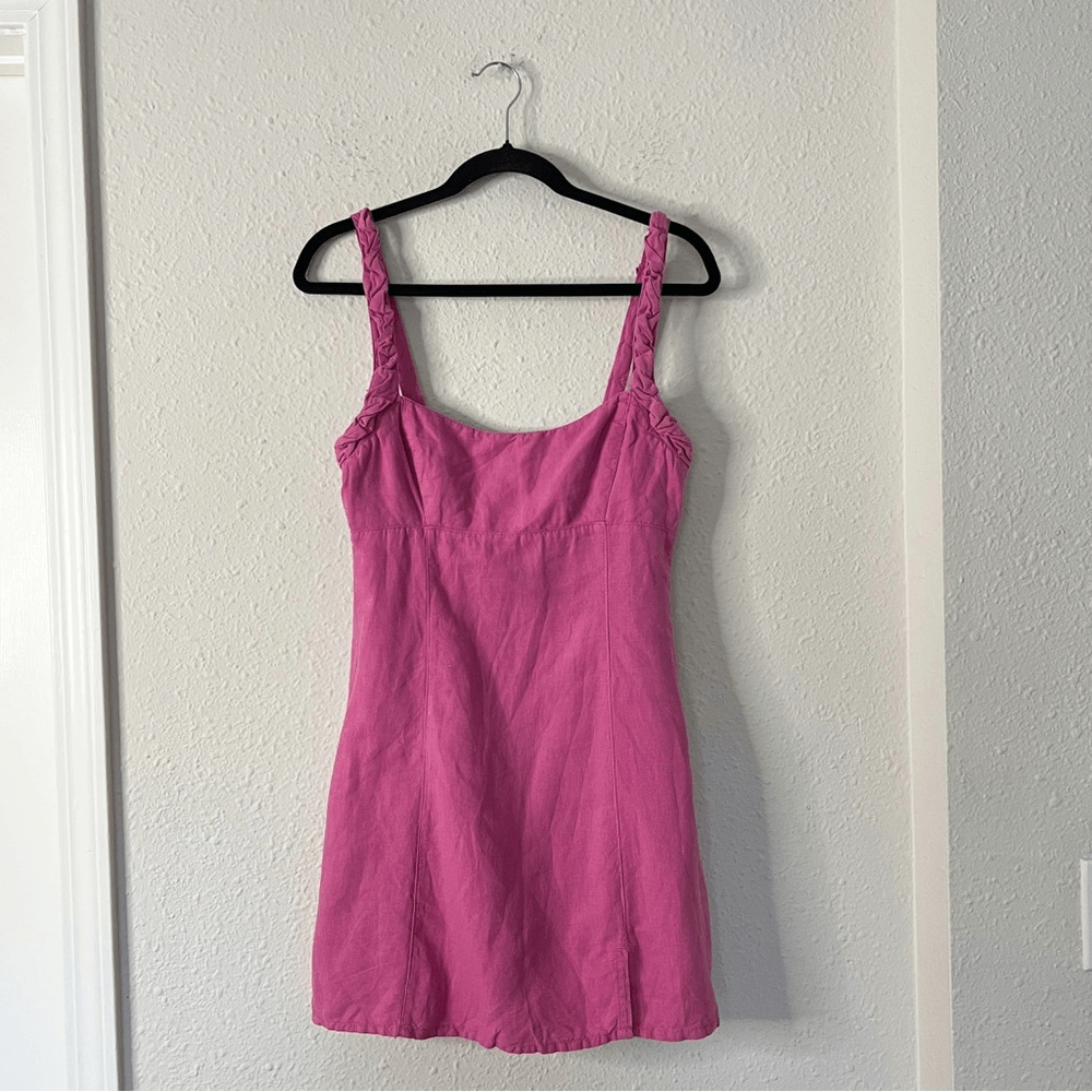 Zara Pink Linen Blend Mini Dress NEW Size Medium