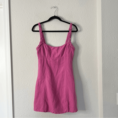 Zara Pink Linen Blend Mini Dress NEW Size Medium