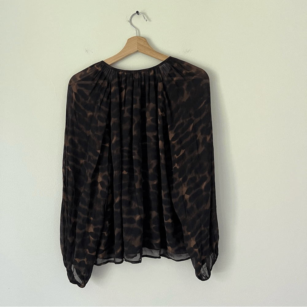 RAILS Indi Umber Leopard Long Sleeve Boho Blouse Size Medium