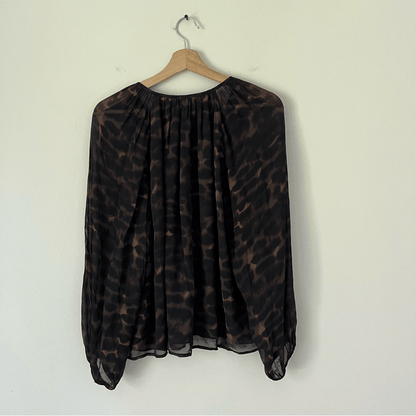 RAILS Indi Umber Leopard Long Sleeve Boho Blouse Size Medium