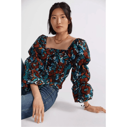 Anthropologie Porridge Tiered Poplin Blouse NEW Size Medium