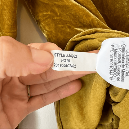 J. Crew Faux Wrap Velvet Long Sleeve Blouse Size 2 in Mustard Yellow