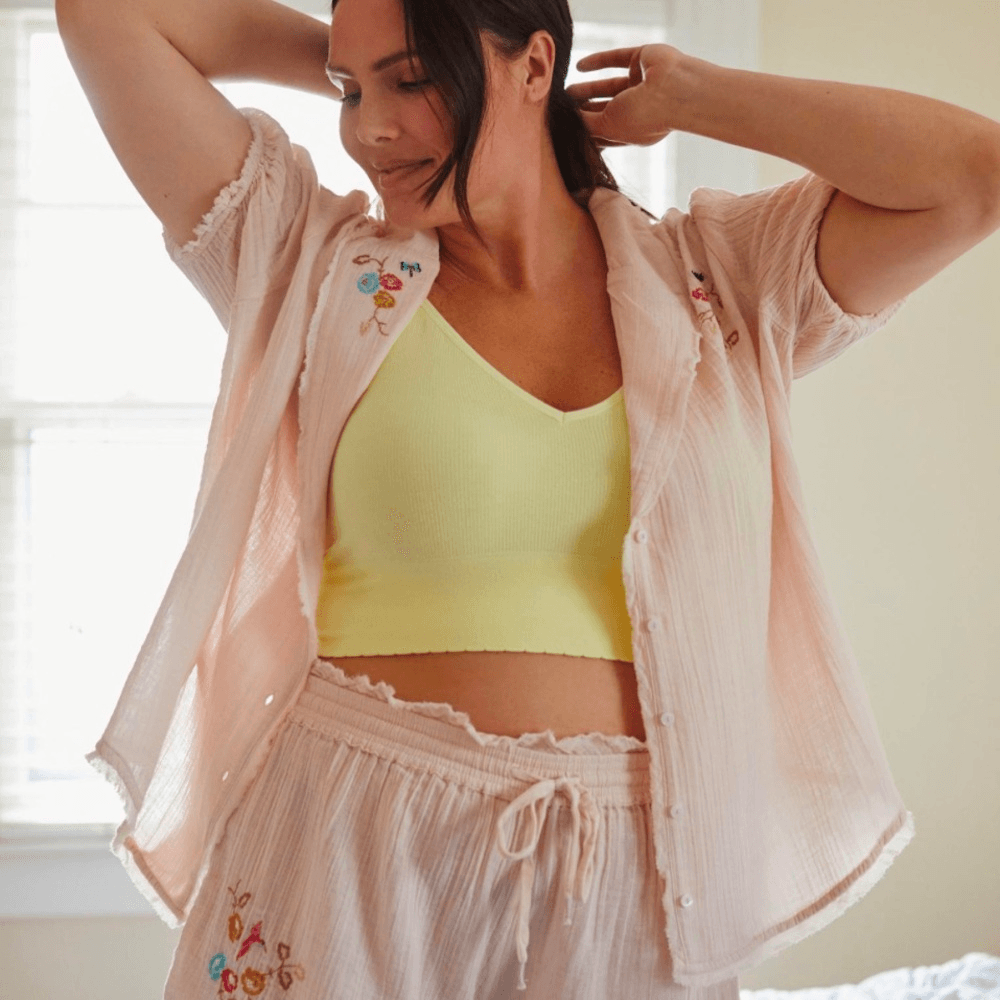 Anthropologie Romilly Boho Top Button-up Pink Embroidery NEW Plus Size 1X