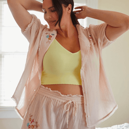 Anthropologie Romilly Boho Top Button-up Pink Embroidery NEW Plus Size 1X