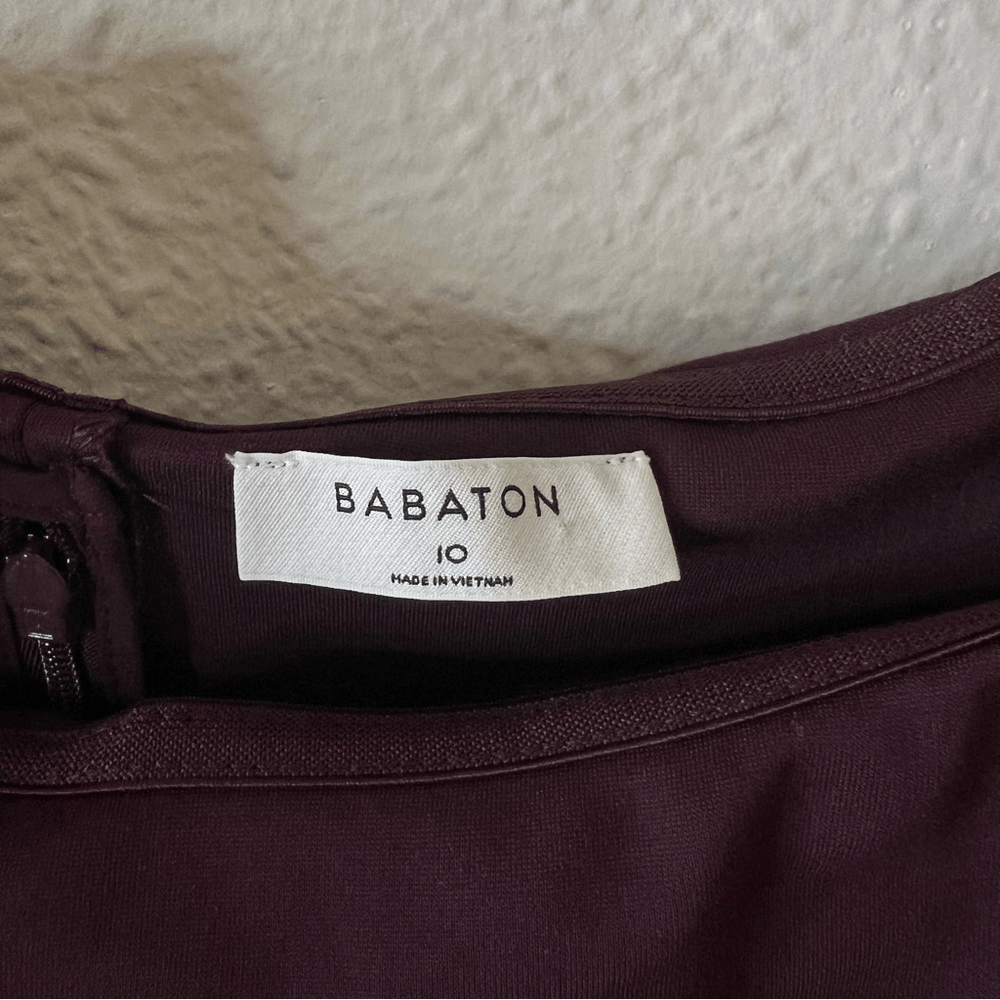 Aritzia Babaton Giovani Off The Shoulder Mini Pencil Dress in Burgundy NEW Sz 10