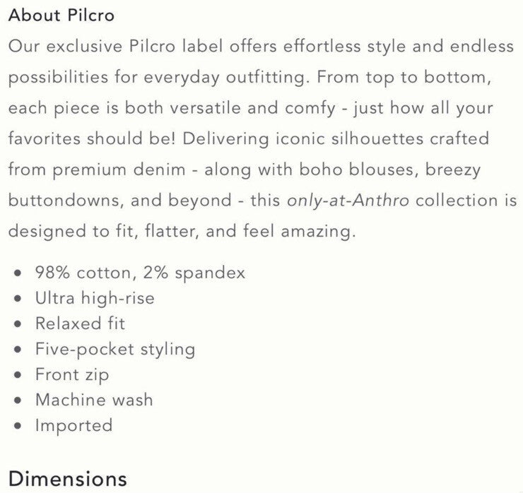 Anthropologie Pilcro The Annie Wide-Leg Corduroy Jeans NEW Size 31 Navy