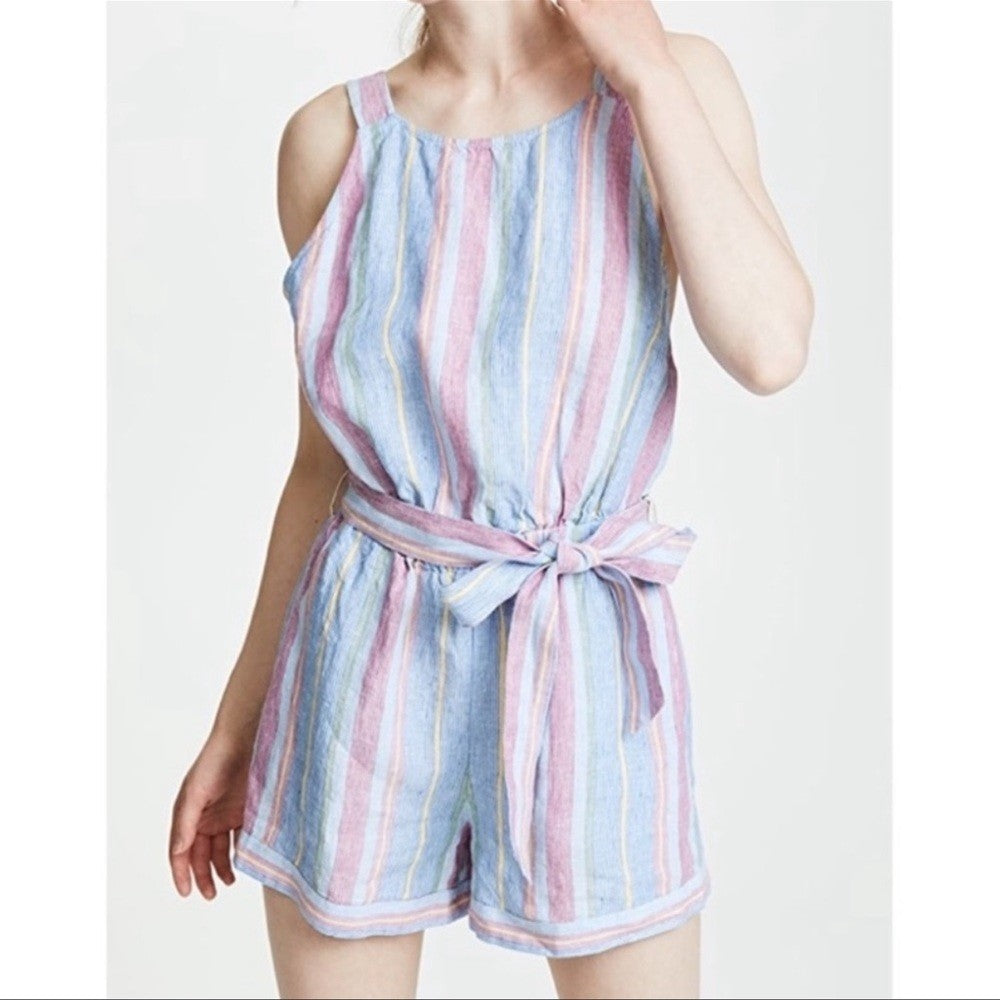 Frame Linen Striped Romper NEW Size Small