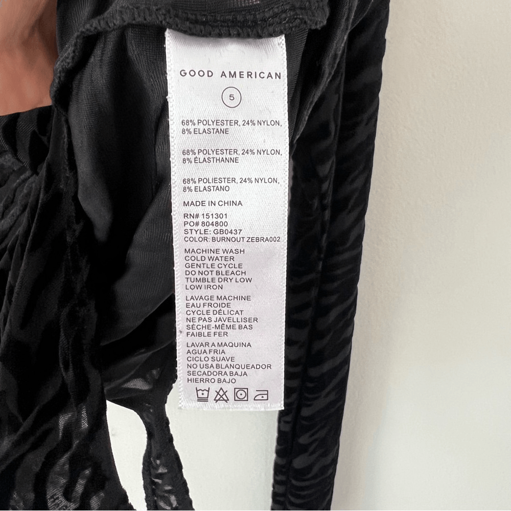 Good American Burnout Zebra Mesh Velvety Bodysuit NEW Size XXL Animal Print