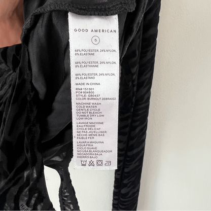 Good American Burnout Zebra Mesh Velvety Bodysuit NEW Size XXL Animal Print