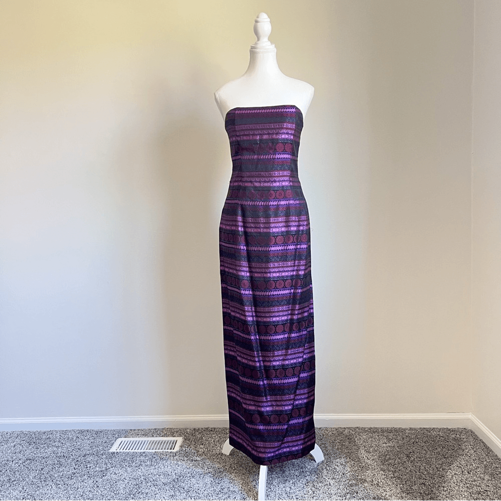 Jessica McClintock Gunne Sax Vintage 1990s Column Brocade Gown Size 5 Strapless