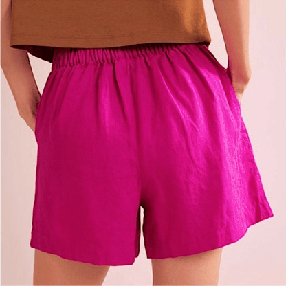 Boden 100% Linen Pink Pull on Shorts Size 10 Barbiecore Coastal Vacation