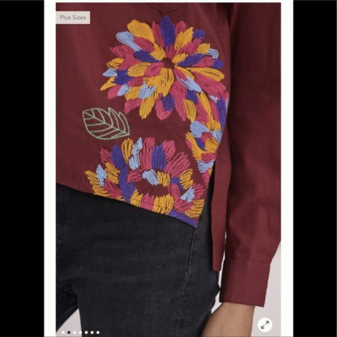 Anthropologie Maeve Embroidered Button Down Shirt NEW Size 8