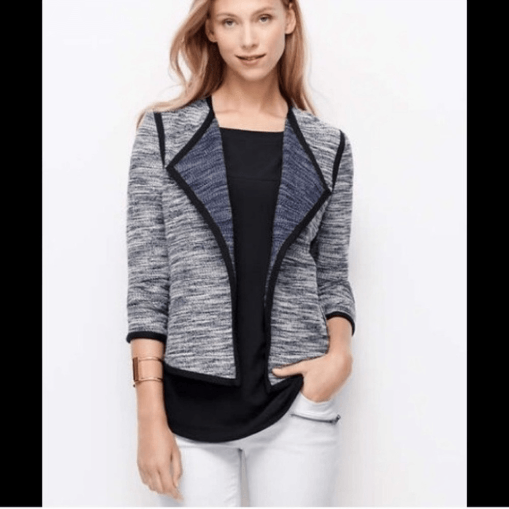 Ann Taylor Open Front Tweed Blazer Jacket Size Medium