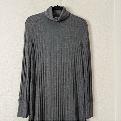Free People We The Free Ribbed Turtleneck Tunic in Gray Size Small